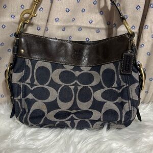 Coach Black and Brown Signature Shoulder Bag
